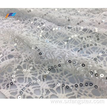 Polyester Water Soluble Embroidered Lace Ladies Dress Fabric